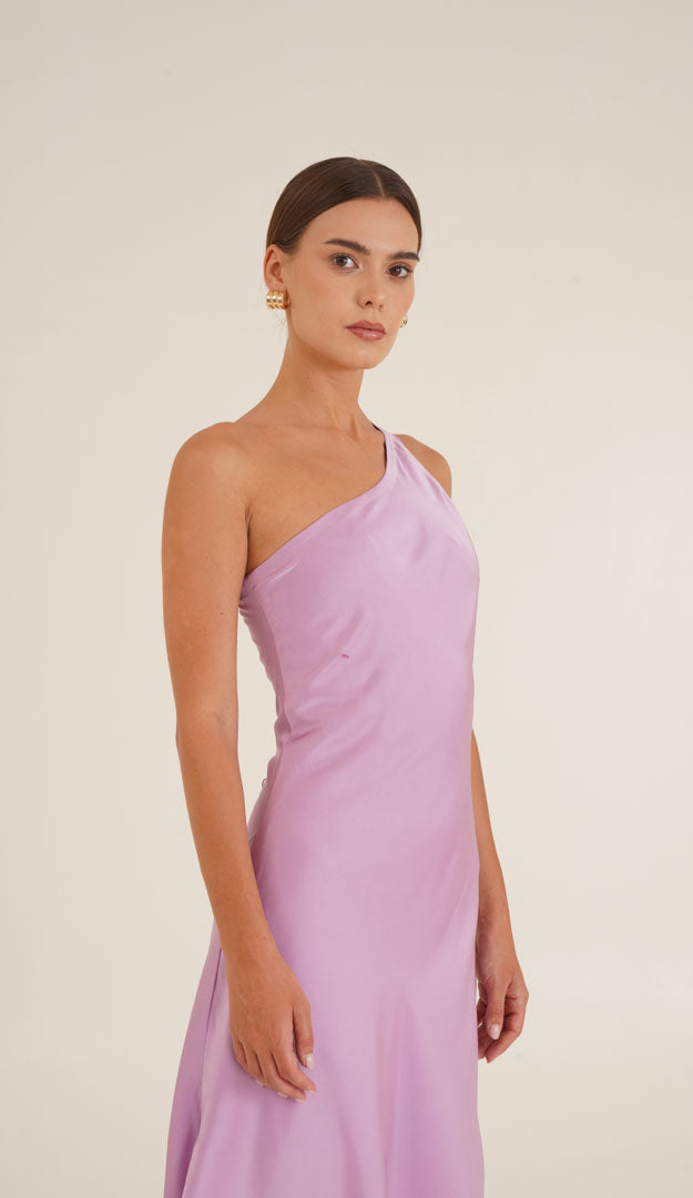 Lilac one hot sale shoulder dress