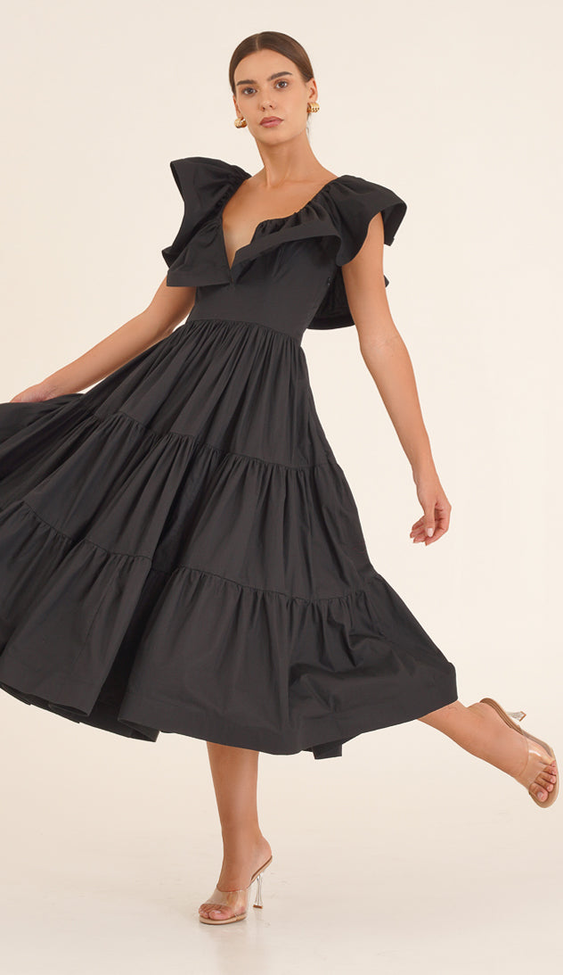 Holly Black Poplin Dress