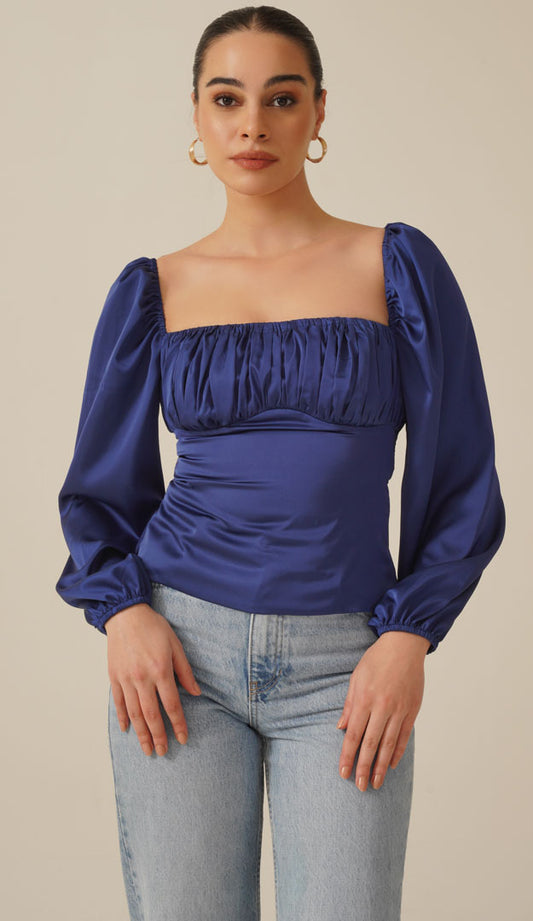 Crystal Blue Satin Top