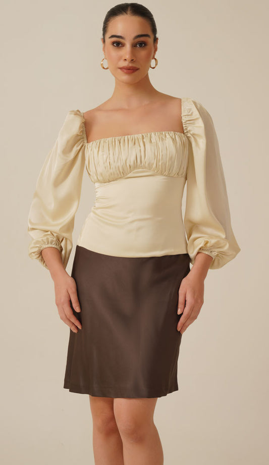 Crystal Cream Satin Top