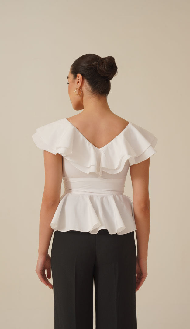 Cathy White Peplum Top