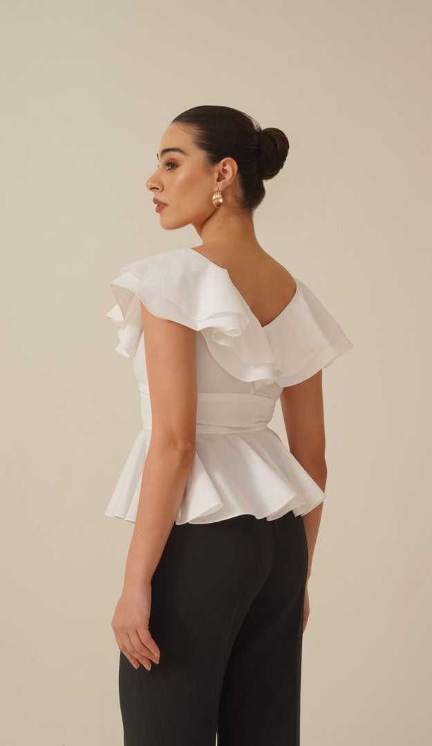 Cathy White Peplum Top