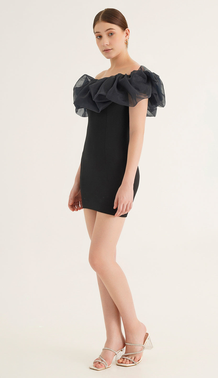 Black Ruffled Mini Dress – The Black Pearl Boutique