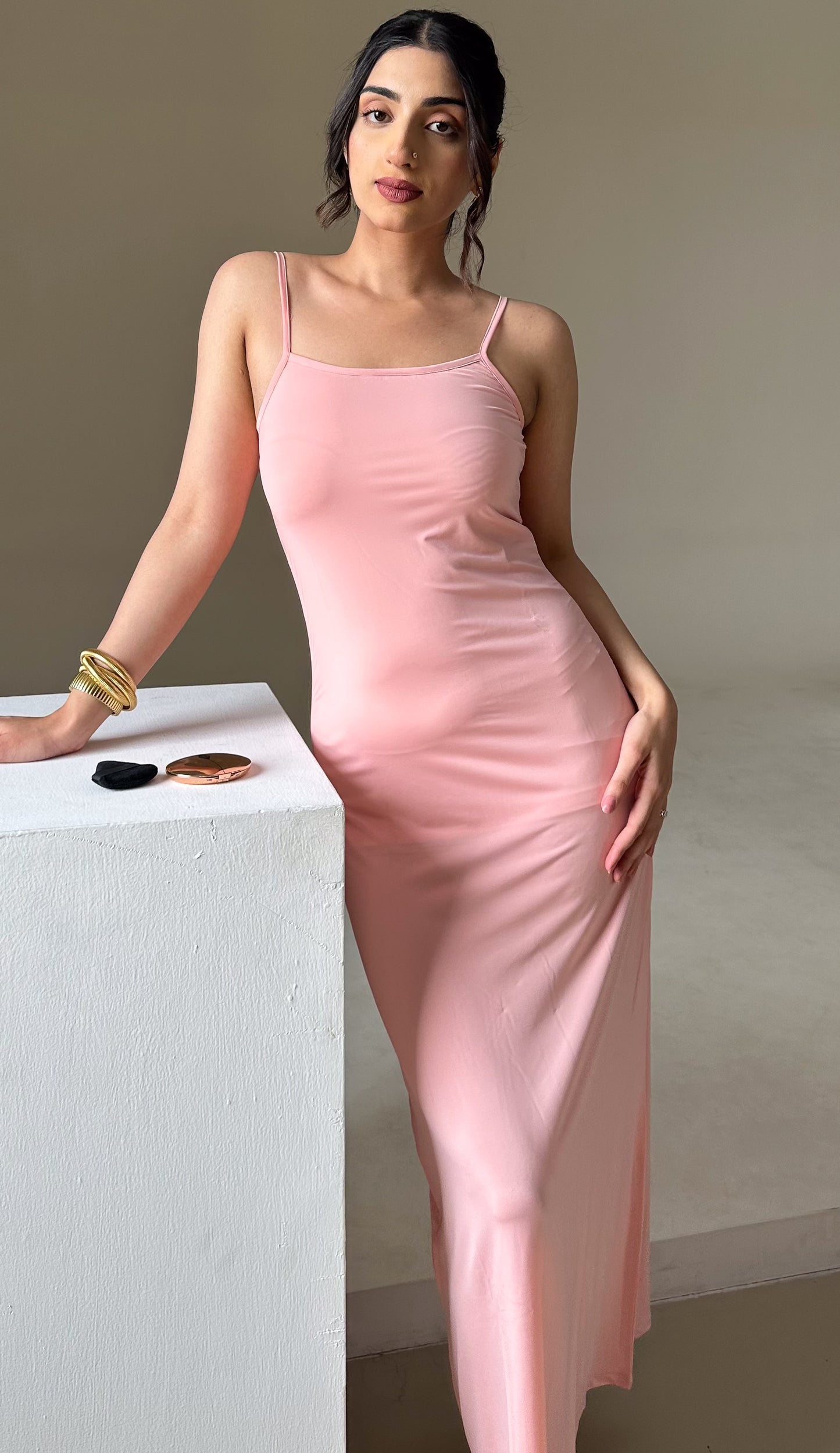 Melany Slip Dress in Peach