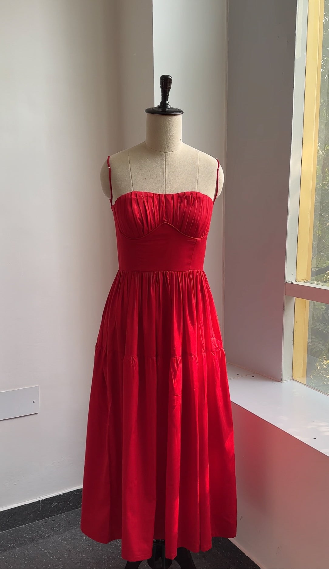 Ruth Red Poplin Dress