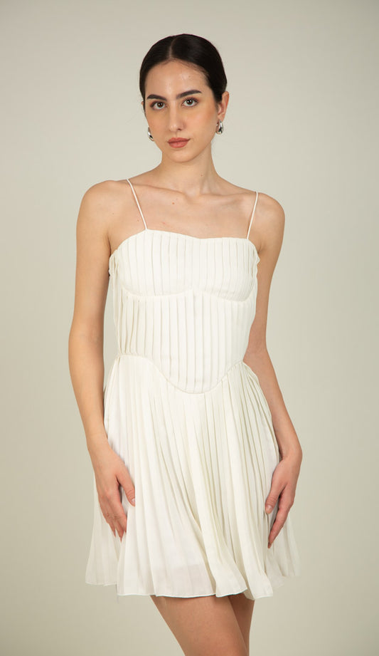 Ramona white pleated dress